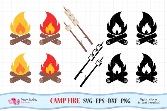 Fire Camp Svg Camping Clipart In Svg Eps Dxf Png Vector Etsy