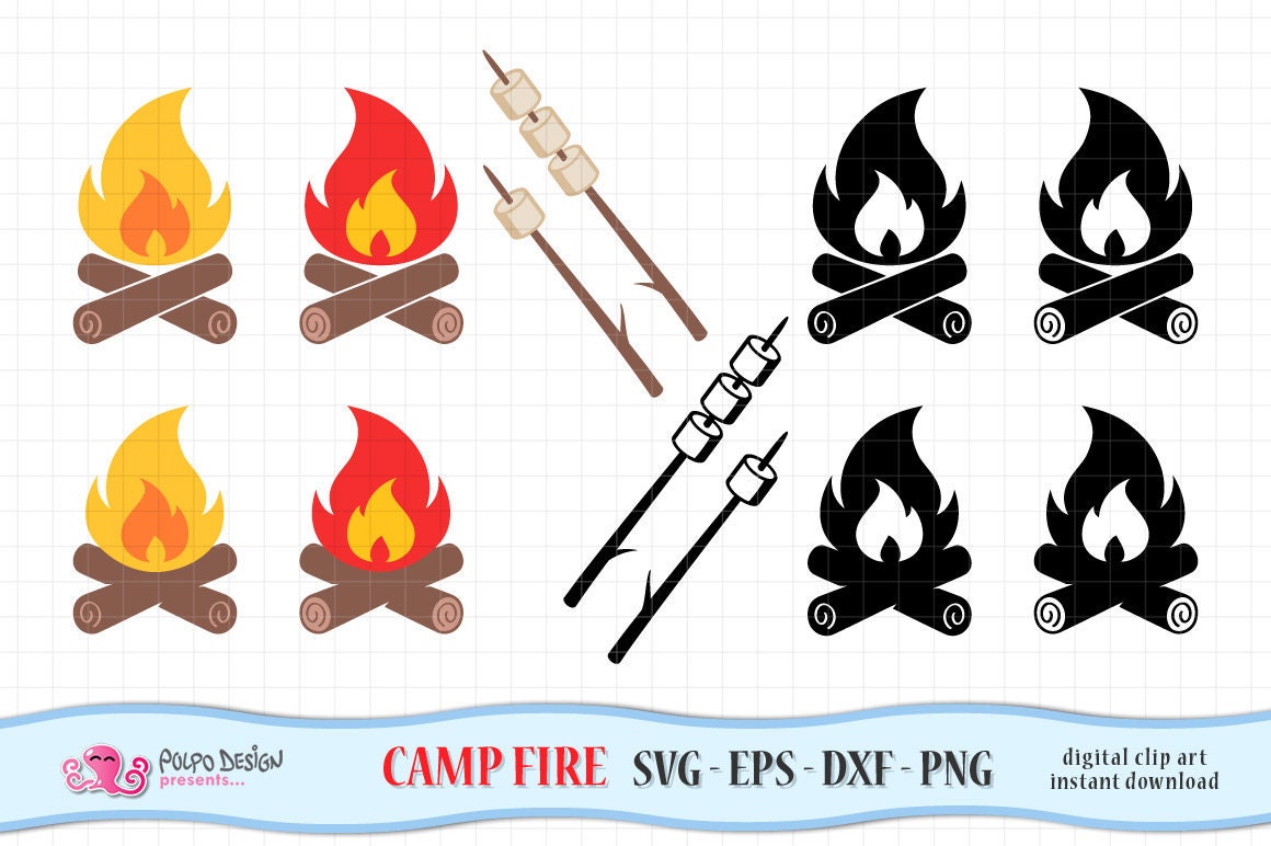 Download Fire Camp SVG. Camping clipart in Svg Eps Dxf Png. Vector ...
