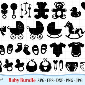 Paquete SVG para bebé, Svg, Eps, Dxf, Jpg y Png. Archivos vectoriales ideales para máquinas de corte. Descarga instantánea. Uso comercial. Niño, niña, mono.