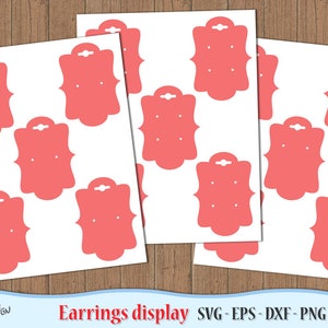 Earring Display Card SVG, Eps, Dxf, Png and Jpg. Vector files ideal for cutting machines. Instant Download. Commercial & personal Use.