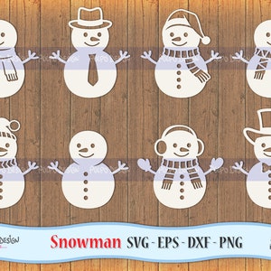 Bonhomme de neige SVG. Image clipart bonhomme de neige au format Svg Eps Dxf Png. Fichiers vectoriels idéaux pour les machines de découpe telles que Silhouette Studio Cameo, Cricut, ScanNCut.