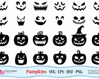 Pumpkins SVG. Halloween clip art in Svg Eps Dxf Png. Vector files ideal for cutting machines such as Silhouette Studio Cameo,Cricut,ScanNCut