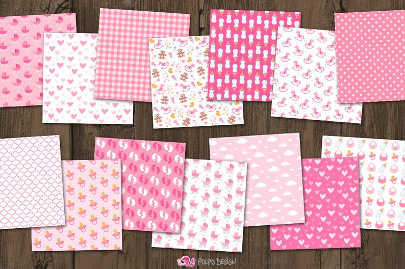 Baby Girl Digital Paper. Its a Girl Patterns, Newborn Scrapbook Paper ...