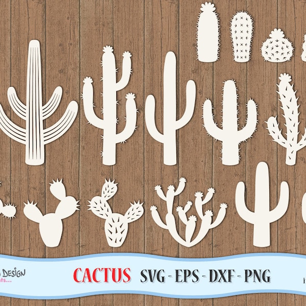 Cactus SVG. Cactus clipart in Svg Eps Dxf Png. Vector files ideal for cutting machines such as Silhouette Studio Cameo, Cricut, ScanNCut.