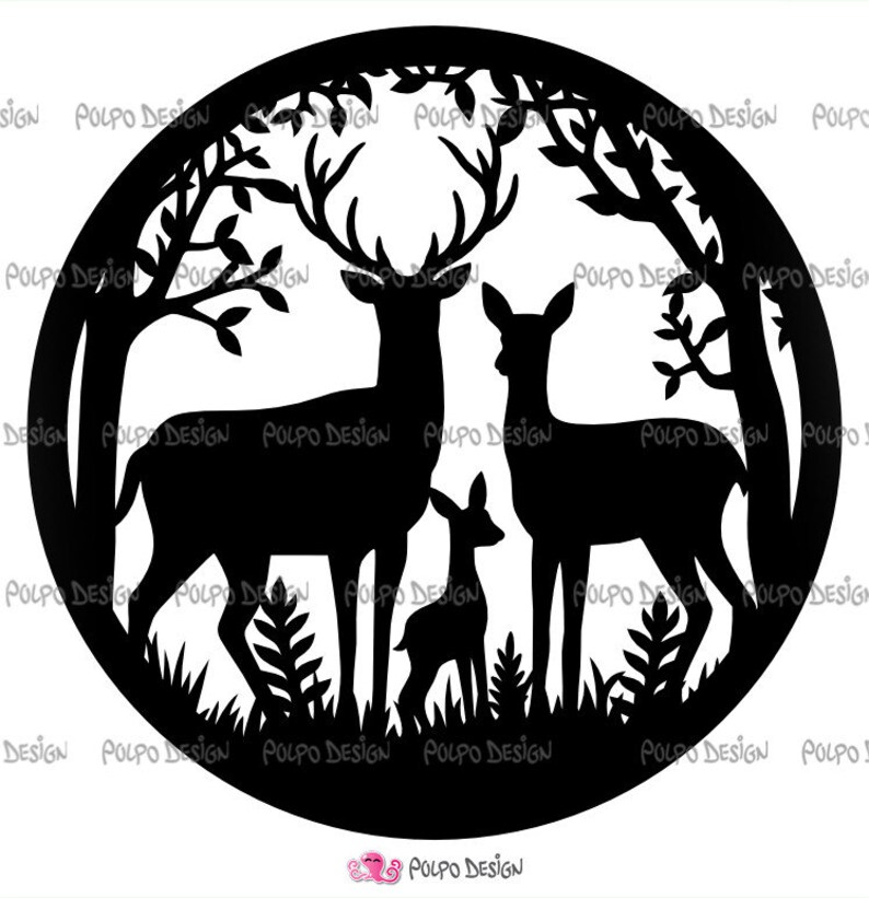 Deer Family SVG, Eps and Png. Vector Files Ideal for Cutting Machines ...