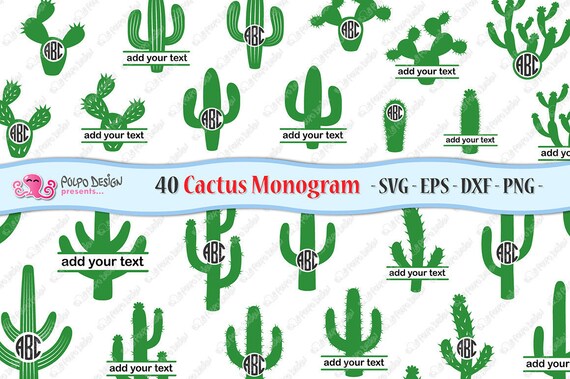 Cactus Monogram Svg Clipart Svg Eps Dxf Png Vector Files Ideal For Cutting Machines Such As Silhouette Studio Cameo Cricut Scanncut By Polpo Design Catch My Party