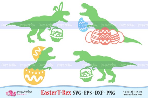 Download Easter T Rex Svg Easter Dinosaur Svg Eps Dxf Png Vector Files Ideal For Cutting Machines Such As Silhouette Studio Cameo Cricut Scanncut By Polpo Design Catch My Party