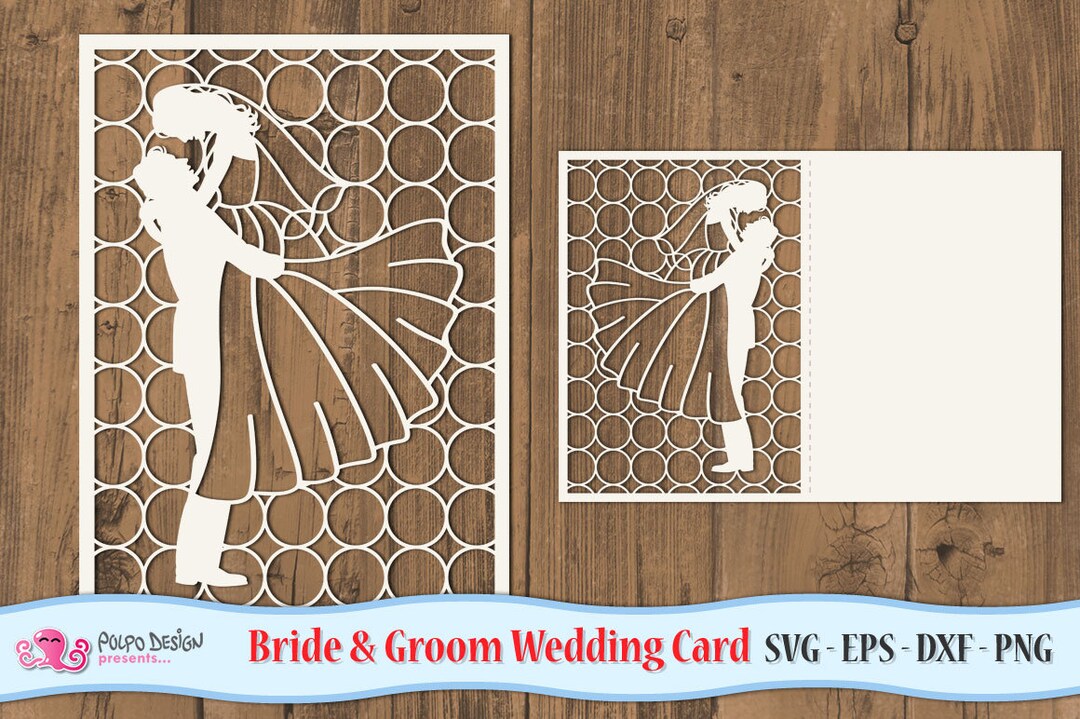 Bride and Groom Folding Card. Wedding SVG Eps Dxf Png. Vector Files ...
