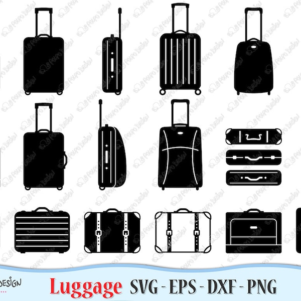 Luggage SVG. Digital clipart in Svg Eps Dxf Png. Instant Download, Commercial Use. Vector Luggage, travel clipart, travelling, bag, vacation