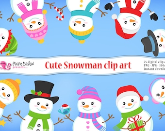 Snowman clipart. Snowman clip art. Christmas scrapbook, PNG snowmen clip art, winter clip art, snow clipart, snow clip art, digital snowman.