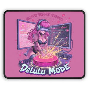 Vibrant Gaming Mouse Pad with &#39;Delulu Mode&#39; Design - Perfect for Gamers, Streamers, Desk Decor, Birthday Gift, Home Office