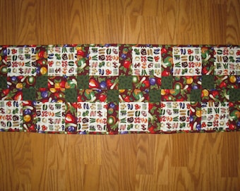 Vegetable Print Quilted Cotton Tablerunner