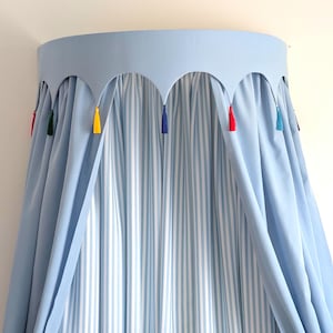 Fancy Blue crown canopy with colorful tassels (Various colors).