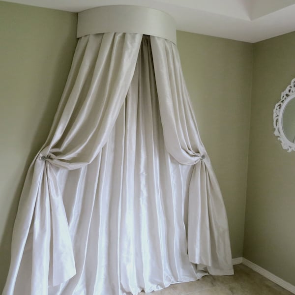 Elegant crown canopy W35" (made from gorgeous faux dupioni fabric).