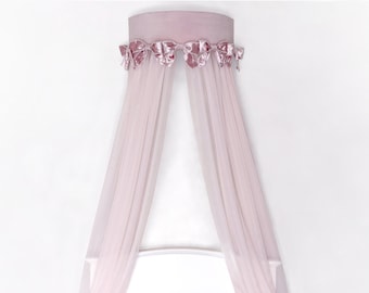 Bow crown canopy W20" (pink or blue colors).