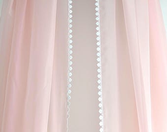 Cortinas de gasa transparentes con ribete de encaje (varios colores)