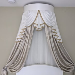 Dossel de coroa de cama com cortinas jacquard L25&quot; A108&quot;