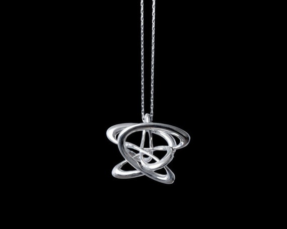 3d Music Necklace - "Lotus" - Original Sterling Silver Pendant - Second Fifth, Second Octave Harmony - Techniflow Soundstill Series