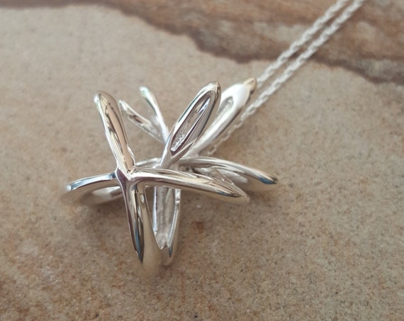 3d Music Necklace - "Embrace" - Original Sterling Silver Pendant - Fourth Octave Harmony - Techniflow Soundstill Series
