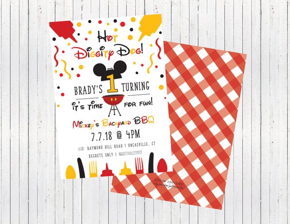 Mickey Mouse 1st Birthday Invitation Mickey Mouse Clubhouse Etsy