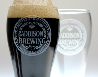 Custom Brewing Beer Names Beer glasses (set of 2). Homebrew, , logo art, brew art, Beer Glass, Beer Gift, Beer