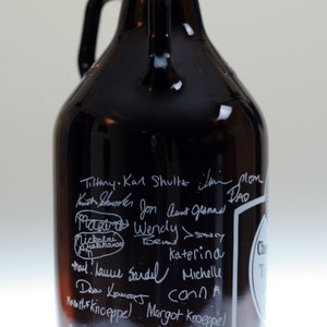 Custom Birthday HomeBrew Growler with Signatures Cheers and Beers art. Homebrew, Beer, Beer Gift, , Beer Glass, Beer Tools image 2