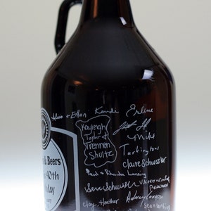 Custom Birthday HomeBrew Growler with Signatures Cheers and Beers art. Homebrew, Beer, Beer Gift, , Beer Glass, Beer Tools image 3