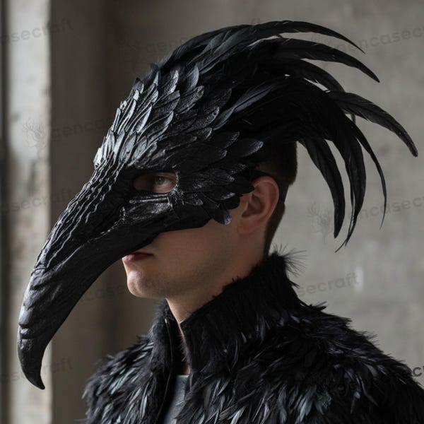 Zwarte Vogel Gebogen Snavel Lange Neus Schedel Gezichtsmasker Top Veer Halloween Kostuum Partij Maskerade Raaf Kraai Pest Dokter Masker | Feestmasker