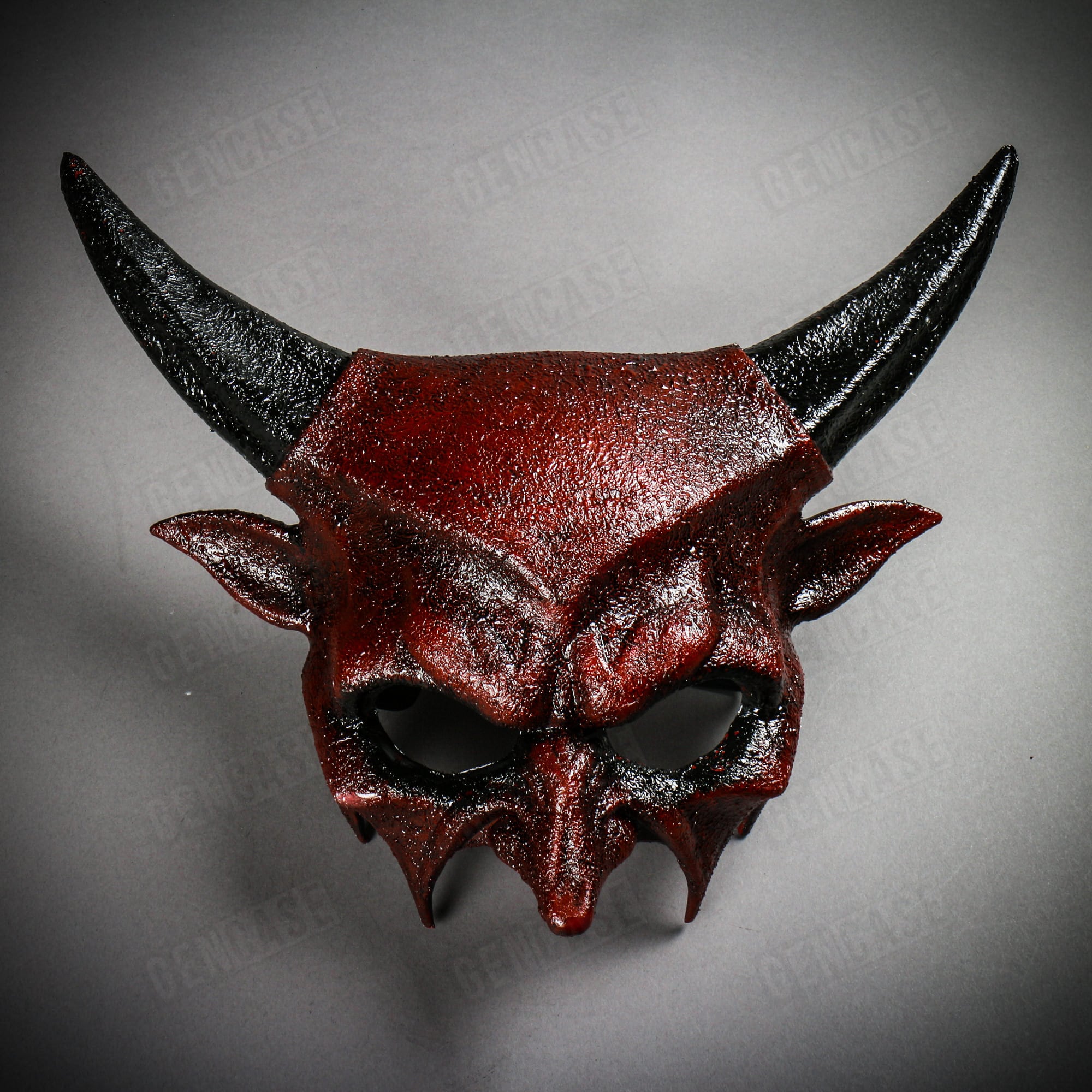 Bloody Red Devil Sharp Black Horn Animal Face Mask Halloween Cosplay Demon Masquerade Party Full Face Mask | Haunted House Props