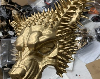Angry Wolf Spikes Masquerade Mask Cosplay Halloween Costume Hunted House Props Animal Party Mask Black