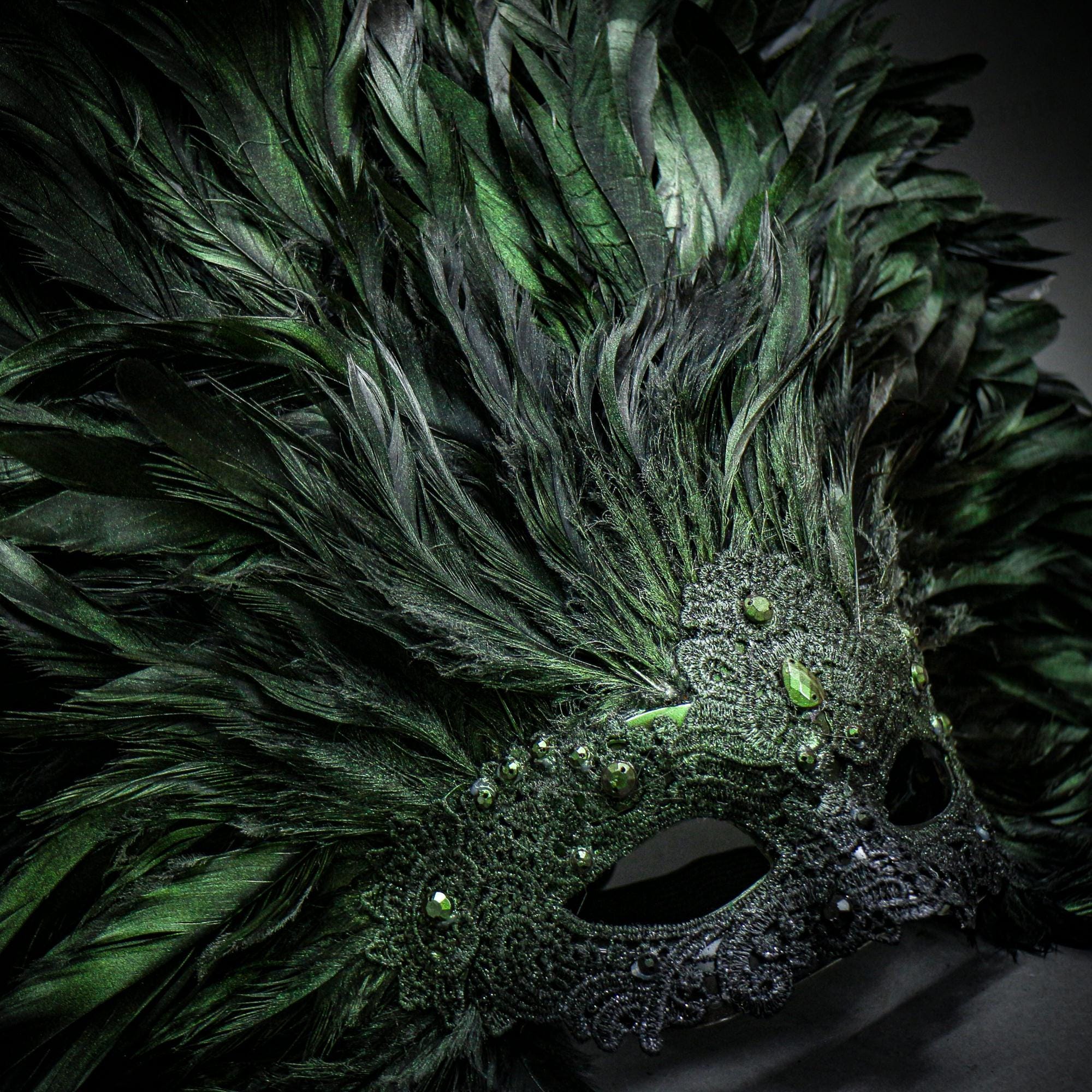 ABOOFAN Feder-Maske Auf Stab – Weiß, Mit Spitze, Für Karneval, Cosplay & Bälle