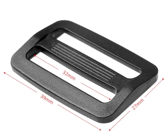 32mm Slides Plastic Buckle Fit upto 1.25 Inch Strap For backpack, camping gear - Black (10 Pcs)
