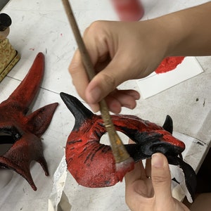Large Krampus Ram Horn Devil Masquerade Mask, Halloween Demon Half Mask ...