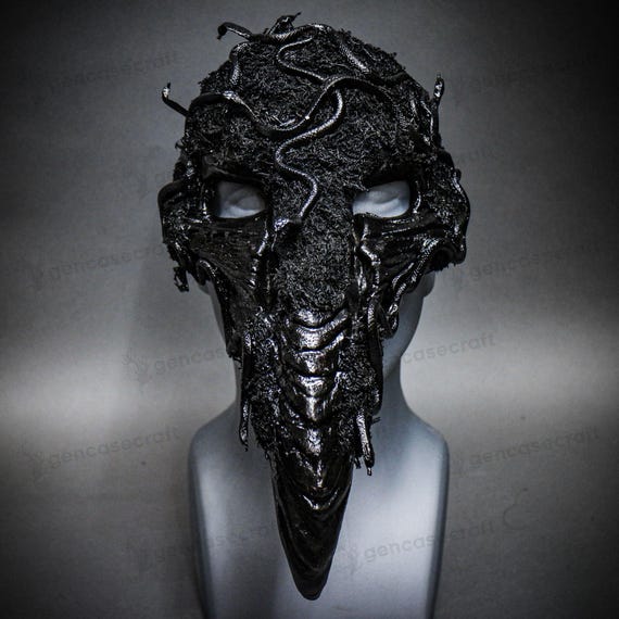 リアルな鳥カラス仮面舞踏会コスチューム、男女兼用ハロウィンマスク