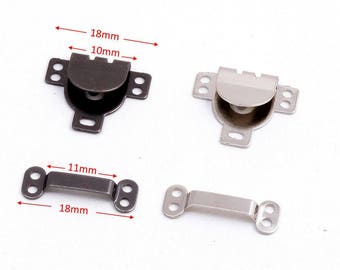 10X Two Pieces Quick Release Metal Plate 18mm Latch Hooks Secure Clip DIY Clothing Project