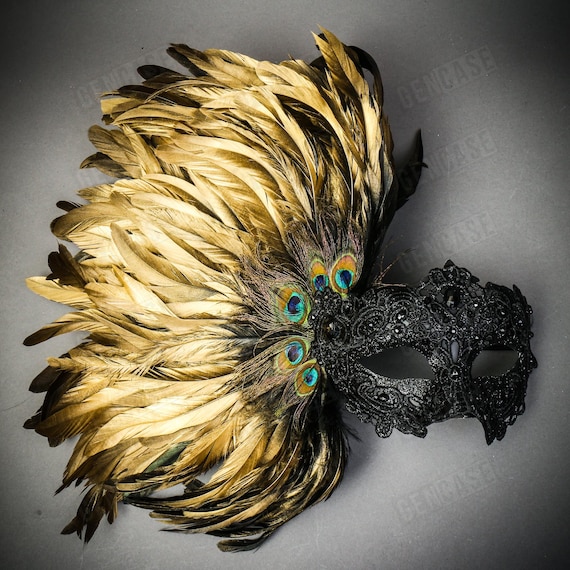 Harlequin Eyemask With Tall Feather Eye Masks Female Harlequin Eyemask With Tall Feather Eye Masks Female