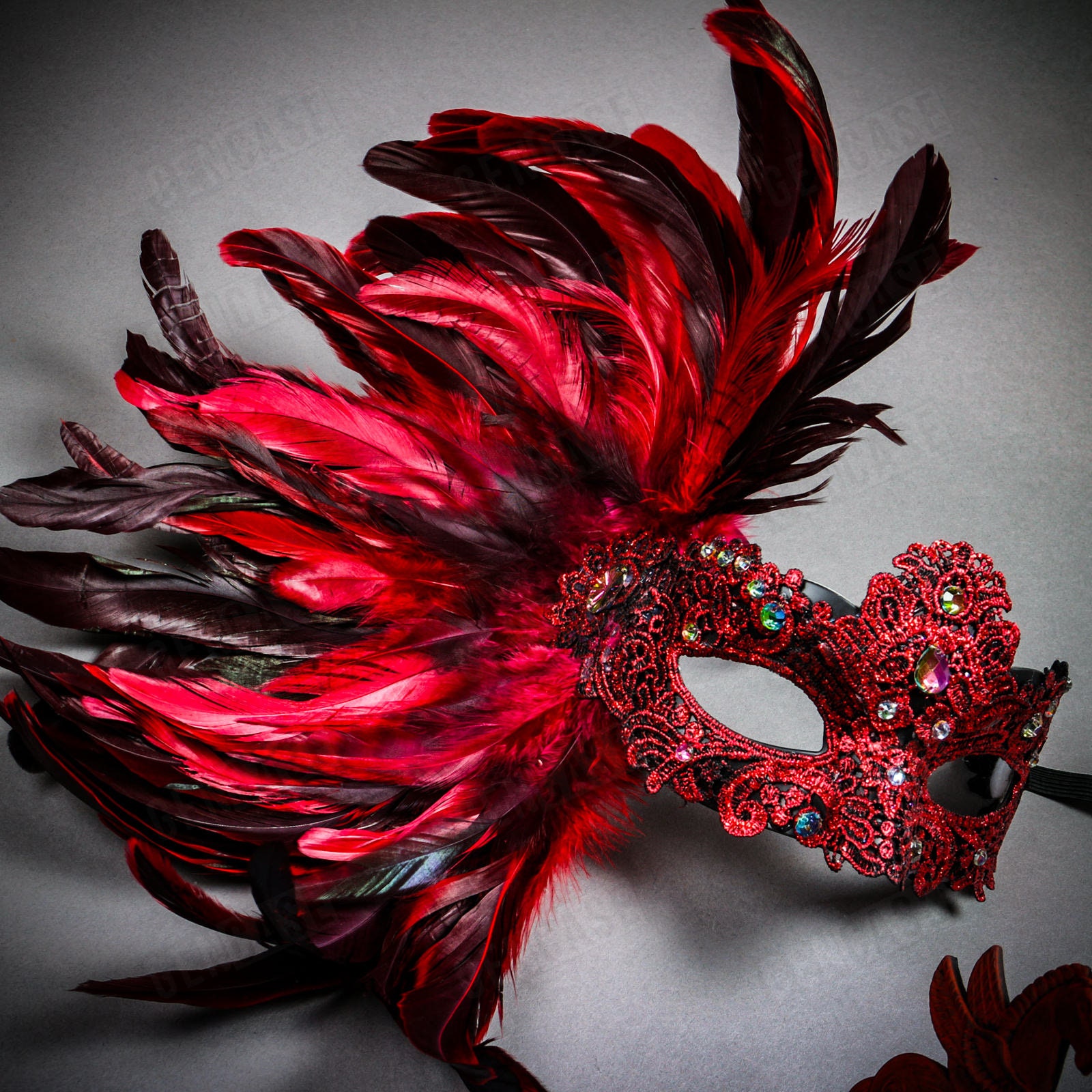 RED Women Luxury Couple's Carnival Venetian Masquerade Mask With Mardi ...