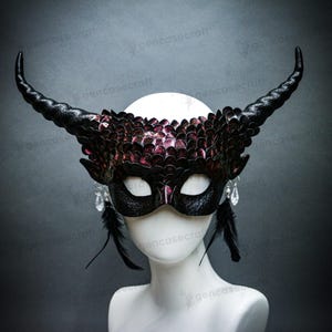 Halloween Women Masquerade Cosplay, Devil Demon Mask Animal Ram Horn, Mermaid Mask Fish Squama Scale, Dragon Costume Ball Mask Party Costume
