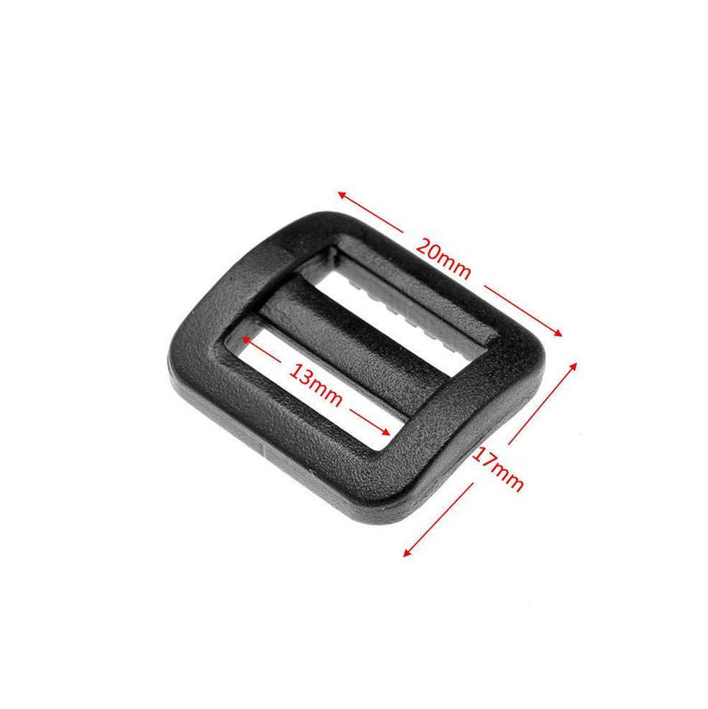 Pack of 10 20mm Plastic Tri-Glide Backpack Strap Adjuster Buckle