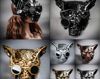 Steampunk Robatic Angry Wolf Masquerade Mask Cosplay Disfraz de Halloween Hunted House Props Animal Party Mask / Steampunk Costume Burning Man
