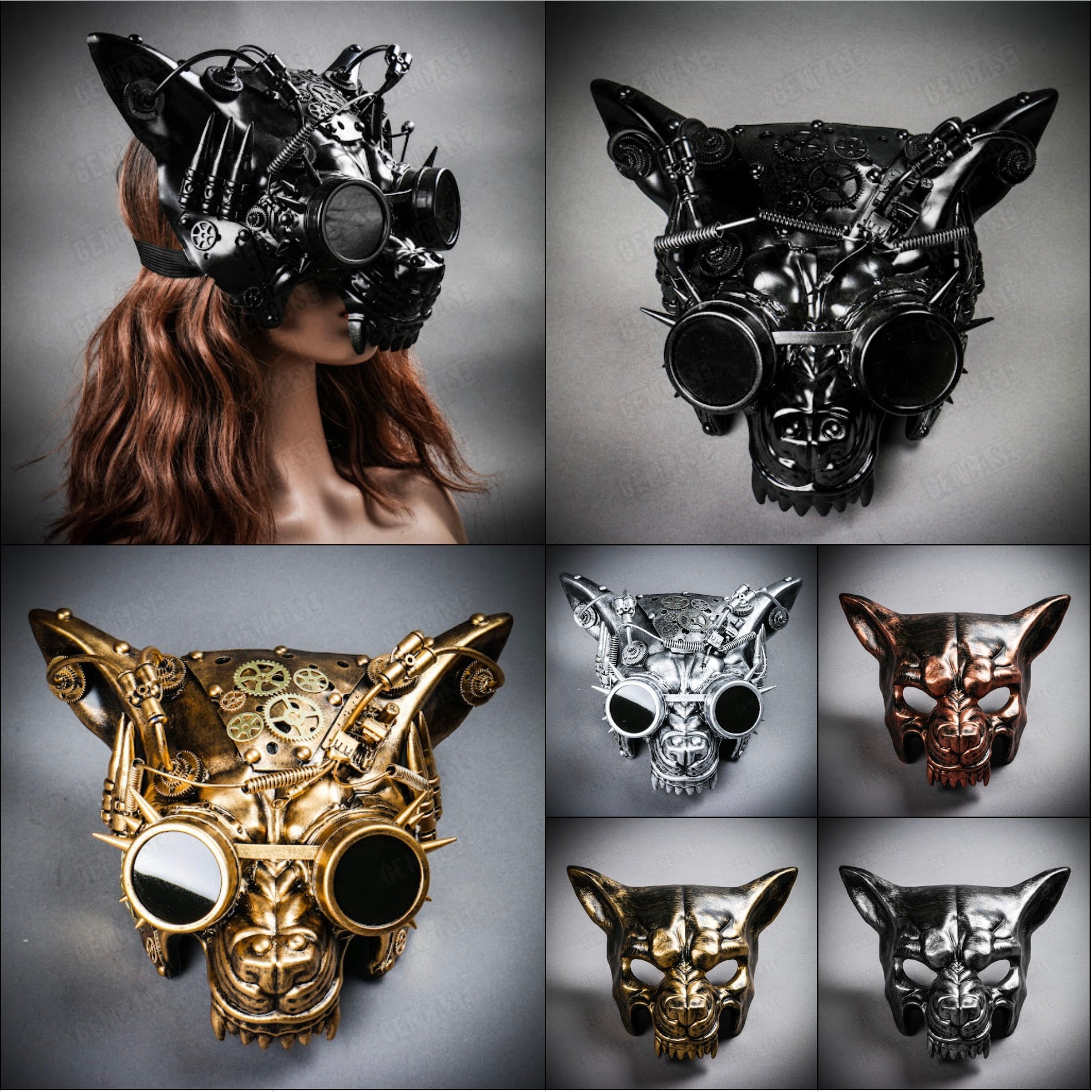 Men's Steampunk Spike Masquerade Mask Custome Cosplay Rivet Cyber Masks Punk  Accessories