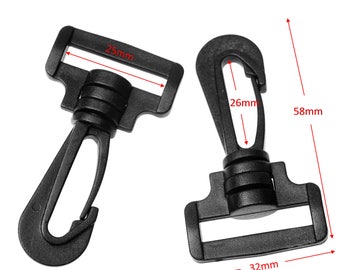 Rotate Snap Hooks Durable - Plastic - 1 Inch - Black (10 PCS)