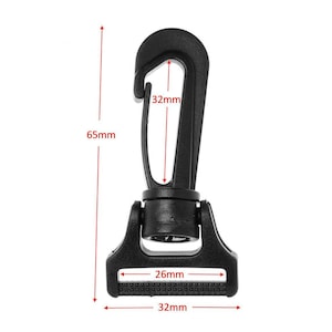 25mm Plastic Rotational Snap Hook 65mm Swivel Quick Release Clip Webbing (10Pcs)