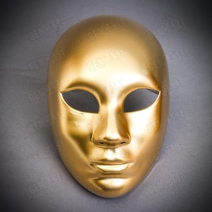 Maschera di Carnevale di Halloween per Uomo e Donna, Volto Vuoto, Maschera di Carnevale in Oro Lucido