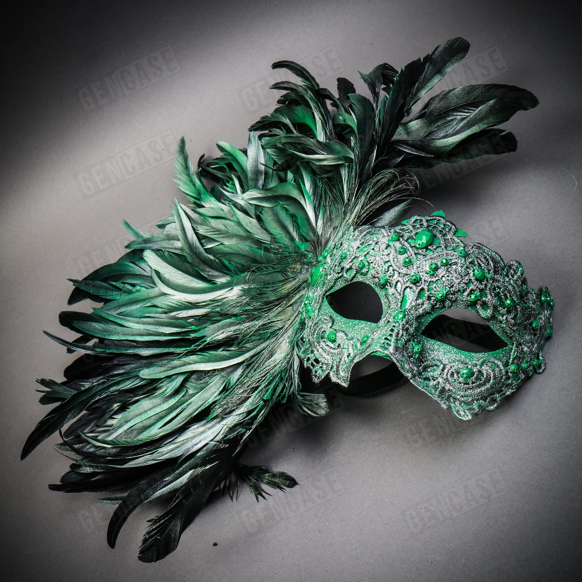 ハロウィン仮装仮面ベネチアンマスク孔雀羽根カーニバルマスク金イエローゴールド緑 ハロウィン仮装仮面ベネチアンマスク孔雀羽根カーニバルマスク金