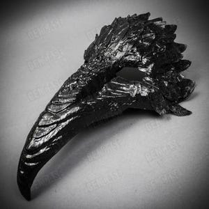 Schwarzer Vogel gebogener Schnabel Lange Nase Schädel Gesichtsmaske Top Feder Halloween Kostüm Party Maskerade Raven Crow Pest Doktor Maske | Party Maske No Feather