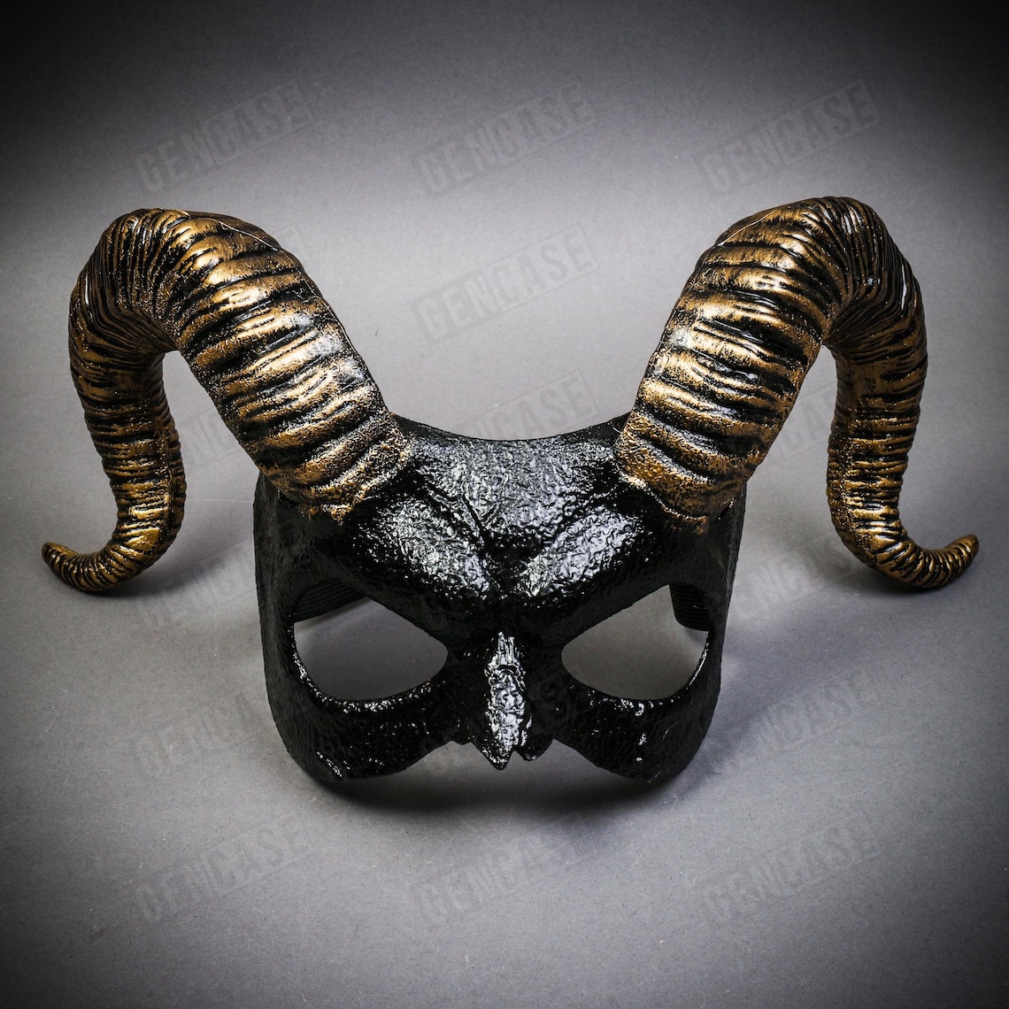 Large Krampus Ram Horn Devil Masquerade Mask, Halloween Demon Half Mask ...