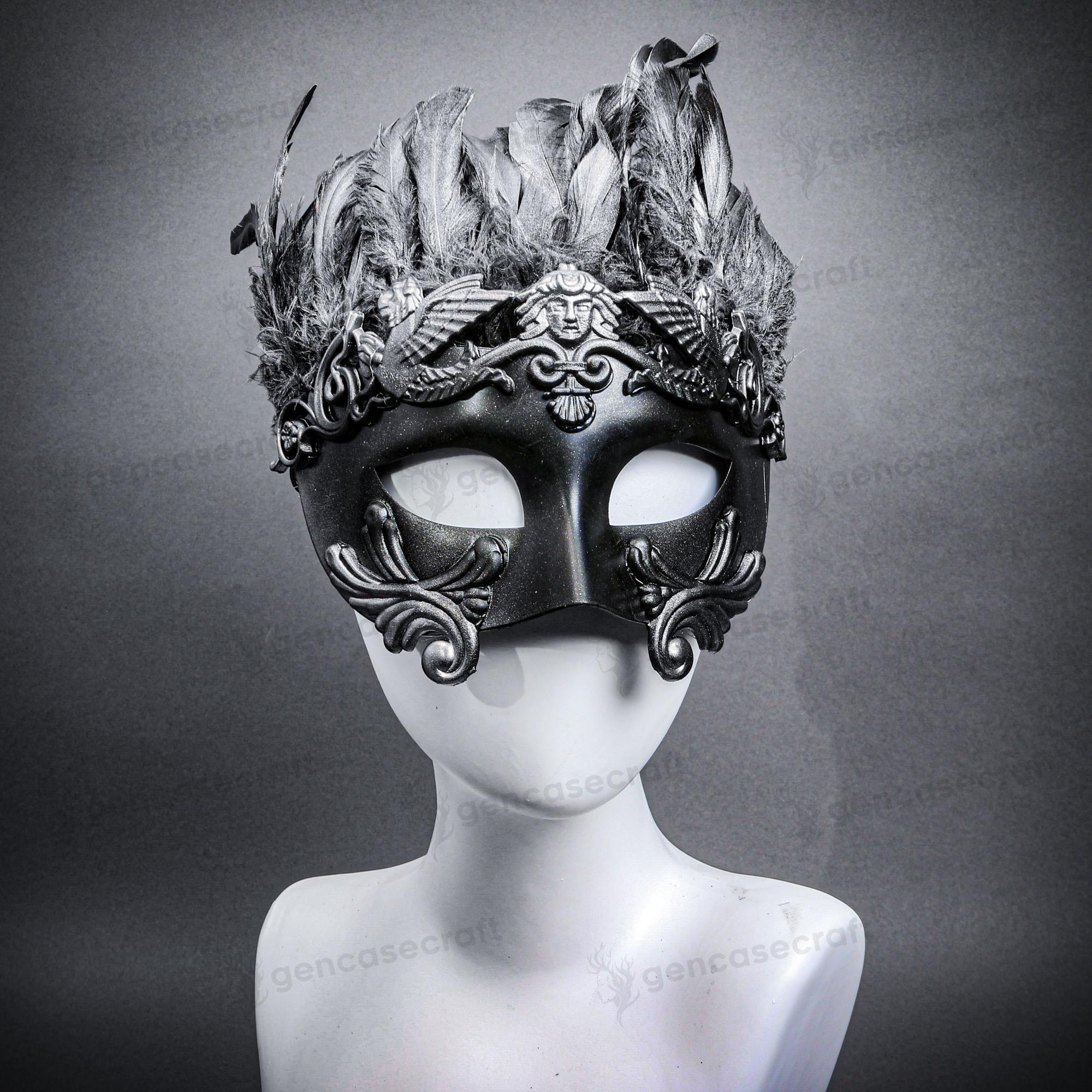 ベネチアン男女兼用仮面舞踏会マスク | 羽根飾り仮面舞踏会マスク