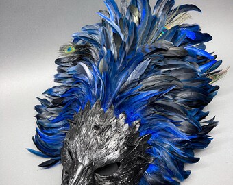 Máscara De Plumas De Cuervo Veneciana – Media Cara Con Pico, Material De Piel Sintética, Ideal Para Carnaval Y Halloween