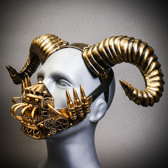 Metallic Gold Silver Gothic Demon Animal Ram Horn Headband With